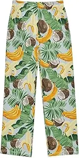 [ZZXXB] Coconut Banana Palm Tree Boys Long Pants Soft Trousers Elastic Waist Kids Lounge Bottoms with Pockets S-XL