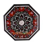 12'' Black Marble Console Top Table Floral Mosaic Inlay Hallway Home Decor B259