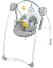 ity by Ingenuity Milestone Swing, Toy Bar, Foldable Swing, 6-Speed, Music, for Ages 0-9 Months, Up to 20 Pounds - Grey