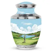 Baseball Batter In Powerful Swing Celestial Large Urn For Human Ashes 10 Inch