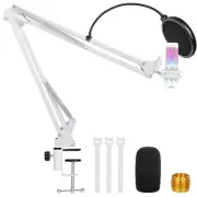 White Boom Arm for Hyperx Quadcast S, Adjustable Hyperx Quadcast White Mic