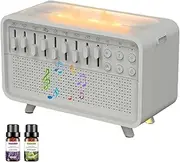 White Noise Night Light Humidifier, Zenohaus Nature Wave Sound Machine, Sleep aid Aromatherapy Diffuser, 8 Group Nature Sound, Adjustable Colored Light, Timing Function, Dry Burn Power Off (A)