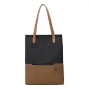 GGP Black And Brown Canvas Tote Bag For Women Multi Use Shoulder Handbag & Backpack, Large Capacity, 30X10X40Cm