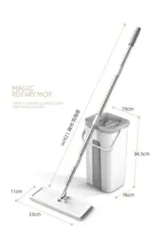 Flat Squeeze Mop com balde, Wringing Floor Cleaning, Microfiber Pads