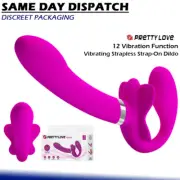 Vibrating Strapless Strap-On Dildo GSpot Clitoral Lesbian Adult Sex Toy