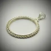 British Threepence Sterling Silver Twisted Rope Bezel