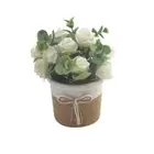 Faux Rose Flower Bouquets with Pots Artificial Potted Plant for Indoor Decors