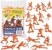 Tim Mee Toy TimMee Plastic Army Men - Orange 48pc Toy Soldier Figures - Made in USA