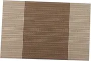 Set of 4 NUZAMAS Placemats 45 x 30 cm Non-Slip PVC Kitchen Table Mats Set Heat-Resistant Plastic Place Mats Pads for Kitchen Dining Table Restaurant Striped Khaki