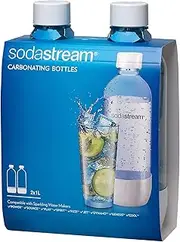 [sodastream] 1l Carbonating Bottles- clear/white Rounds (Twin Pack)