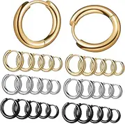 [TENDYCOCO] 15 Pairs Large Hoops Earrings for Women Cartilage Earring Dangle Earrings for Men Titanium Steel Small Hoop Earrings