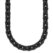Stainless Steel Chisel Polished Black Ip-Plated 20 Inch Link Necklace