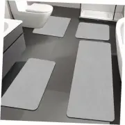 Bath Mat Rug Sets 4 Piece,Thin Bathroom Rugs Quick Dry, 4pc Light Grey