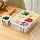 Refrigerator Clear Onion Storage Box Drain Basket 6 Grids Fridge Organizer