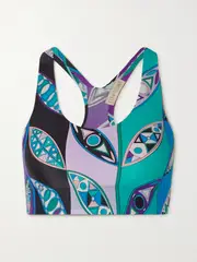 [PUCCI] PUCCI - Printed Stretch Sports Bra - Blue - x small x small Blue