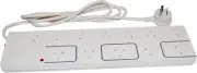 HPM 12 Outlet Surge Protected Powerboard White Extension Cord