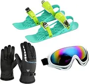 [Yjkedfh] Short Ski Skates | Ski Shoes Skiboards Skis Snowblades Snowskates | Portable Winter Ski Shoes, Short Ice Skates with Goggles, Gloves, Storage Bag for Winter Skiing, Sport