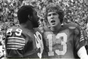 Quarterback Dan Marino And Linebacker Hugh Green Old Football Photo