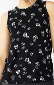 NEW Nine West Essential Rayon Tank Top sz XS (2) black & white floral poppy