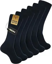 [Zaccai] Men's Crew Socks Casual Lightweight Cotton Socks (3 Pairs), 3 Black, One Size
