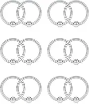 [SCERRING] 12PCS 20G Nose Hoop Lip Eyebrow Tongue Helix Tragus Cartilage Septum Piercing Ring