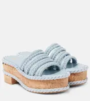 [Valentino Garavani] Valentino Garavani VLogo Summerblocks leather platform mules AU 9 blue