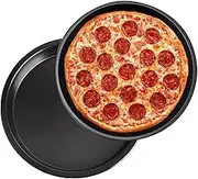 Pizza Tray Pizza Pan Carbon Steel Non-Stick Pizza Baking Pans 10 Inch Round Pizza Oven Tray Dishes for Pie Microwave Oven Baking Serving 2Pcs