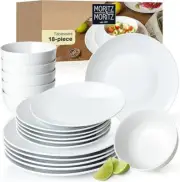 18-Piece Porcelain Dinner Set for 6–Classic White, 6 Dinner Plate 6 Bowls
