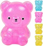 Squishy Bear Toy 5pcs Mini Glitter Stress Ball Toy Novelty Decompression Toy for Birthday Holiday Goodie Bag Fillers (Mixed Color)