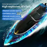 Remote Control Boat High Speed RC 30 MPH Fast Rechargeable 2.4GHz Electric LED Lights Water Pool Lake Battery Toy Storage Kids Outdoor Adventure