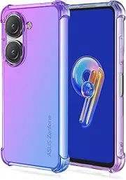 [JWELLS] for Asus Zenfone 9 Case, Zenfone 9 Crystal Clear Case Gradient Slim Anti Scratch Flexible TPU Shockproof Protective Phone Cases Cover for ASUS Zenfone 9 Zenfone 10 (Purple/Blue)