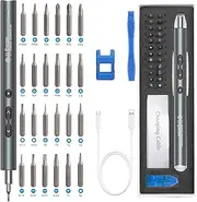 OQIMAX Electric Screwdriver, 28 in 1 Precision Cordless Screwdriver with 24 Bits LED Lights USB Rechargeable Portable Magnetic Repair Tool Kit for Phone Game Console Camera Toys Computers