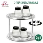 2-Tier Crystal Turntable Kitchen Rotating Spice Rack Cabinet Bathroom Organiser