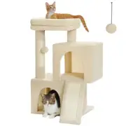 Cat Tree, 30 Inches Cat Tower with Dual Condos for Indoor Cats, Plush Cat Hou...