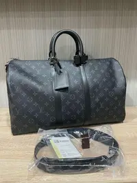 在飛比找Yahoo!奇摩拍賣優惠-售出。 LV M40569 keepall 45 黑灰花紋背