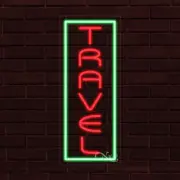 NEW "TRAVEL" w/BORDER VERTICAL 30x12x1 INCH LED FLEX WINDOW INDOOR SIGN 31033