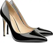 [COLETER] Pointy Toe Pumps for Women,Patent Gradient Animal Print High Heels Usual Dress Shoes
