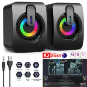 RGB USB Speakers Computer Speaker Sound Stereo For PC Notebook Desktop Laptop AU