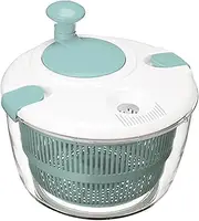 Lizbin Salad Spinner, Large Salad Spinner 5L Capacity, Quick and Easy Multi-Use Manual Lettuce Spinner, Vegetable Dryer, Fruit Washer, Wash, Spin & Dry Salad Greens, Fruits & Vegetables (Blue)