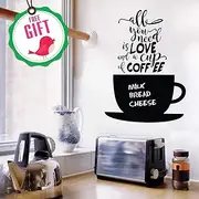 Chalkboard Coffee Wall Decals Quotes for Kitchen - Perfect Blackboard Coffee Lovers Gift Stickers - Best Fridge Cup Vinyl Art with Bonus!