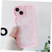 Bow Case for iPhone 13/iPhone 14, Clear Cute Ribbon Bow Phone Case Curly Wavy