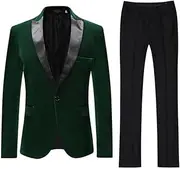 [HEYDHSDC] Men's 2 Piece Fleece Suit Peak Lapel One Button Blazer Wedding Groom Tuxedos Pants Jacket for Party Prom