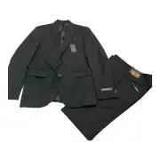 Dockers Suit Mens 38x31 Black Striped Blazer Straight Leg Pant Office Career