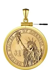 24-Karat Gold Wrapped in Silver $1 Border Screw Top Coin Border is suitable f...