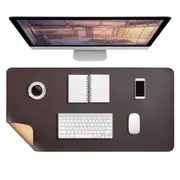 Large Water-Resistant Mouse Pad Leather Desk Pad Protector Non-Slip Desk Mat-Brown