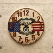Clock Big Size Wall Clock 40Cm Usa Route 66 Route66 Vintageembossed Star And St