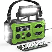 NITIGO Emergency Weather Radio 37000mWh Solar Hank Crank Radio USB Charged with NOAA/AM/FM, Flashlight, Reading Light, SOS Alarm for Emergency Kit for Indoor Outdoor Power Outage Survival Essentials