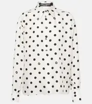 [Dolce & Gabbana] Dolce & Gabbana Polka-dot silk twill shirt AU 6 white