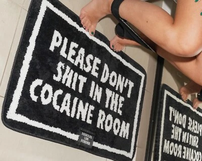 NWT alf A$$holes Sh*t Here black white block letter non-slip bath mat