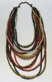 Chico's Whimsy Multicolor Beaded Necklace Multi Strand Adjustable Length NEW